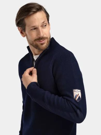 Bilde av WoolLand Tydal knitted sweater 1-2 zip man Dark Blue